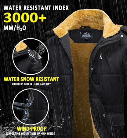 Winter Parka Jacke Herren Outdoor Fleecejacke wasserabweisend