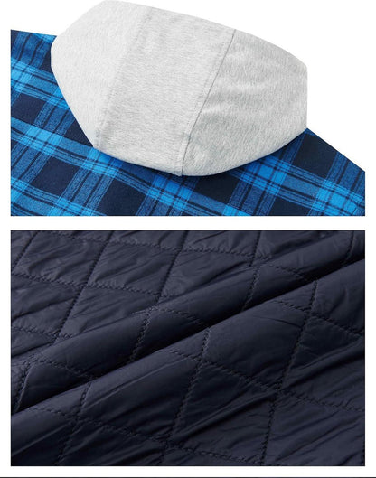 Herren Kariertes Thermohemd Gefüttert Holzfällerhemd Warme Hoodie