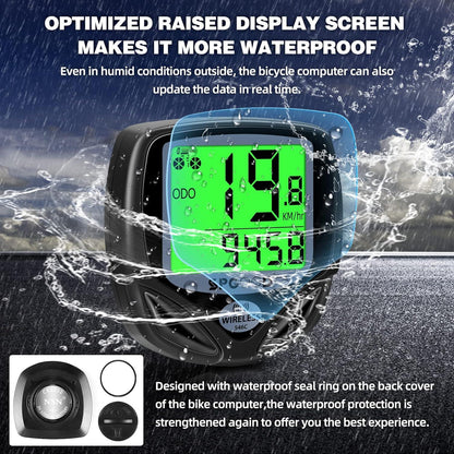 Fahrradcomputer Kabellos 19 Funktionen IP54 Display Schwarz