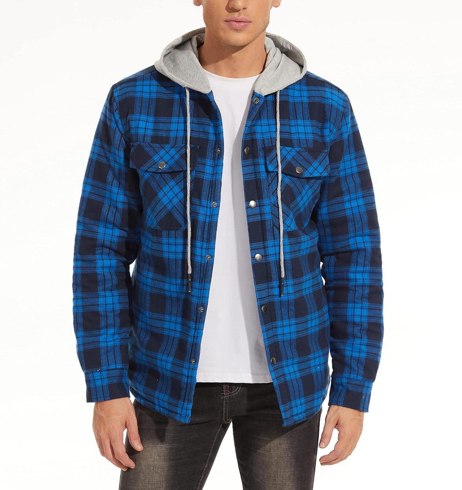 Herren Kariertes Thermohemdjacke Winter Baumwolle Multi