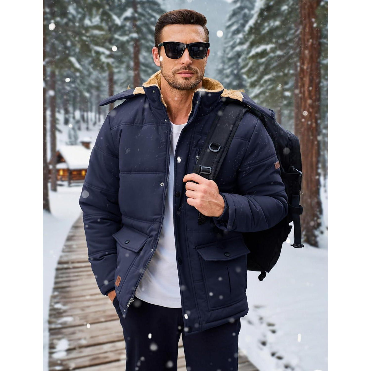 Herren Winterparka mit Kapuze – Warm & Winddicht für Outdoor Aktivitäten