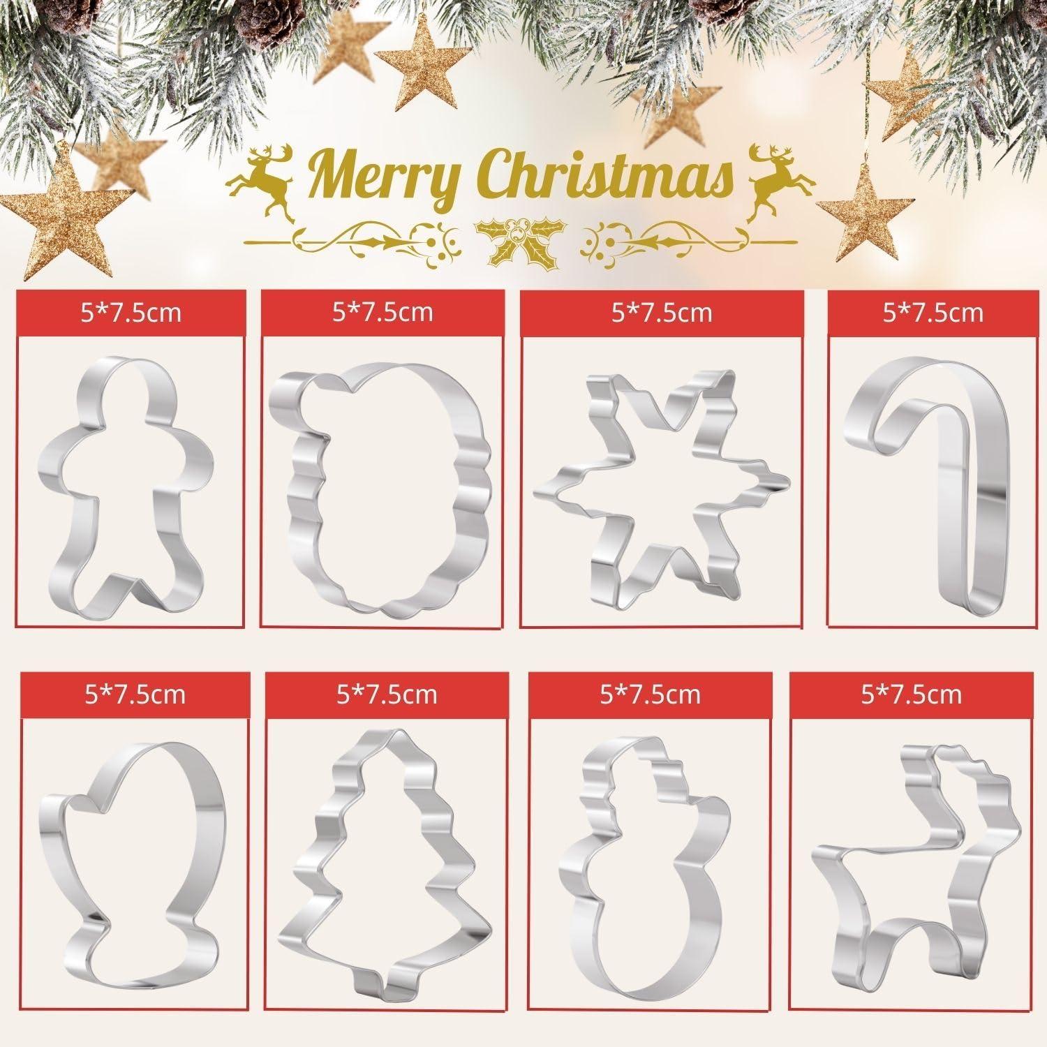 8-teilige Weihnachts-Ausstechformen-Set Edelstahl Backformen Lebkuchenmann Rentier Handshuhe