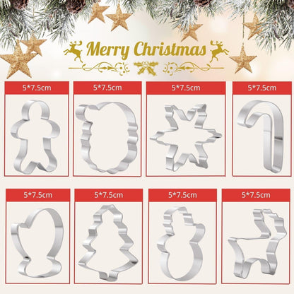 8-teilige Weihnachts-Ausstechformen-Set Edelstahl Backformen Lebkuchenmann Rentier Handshuhe