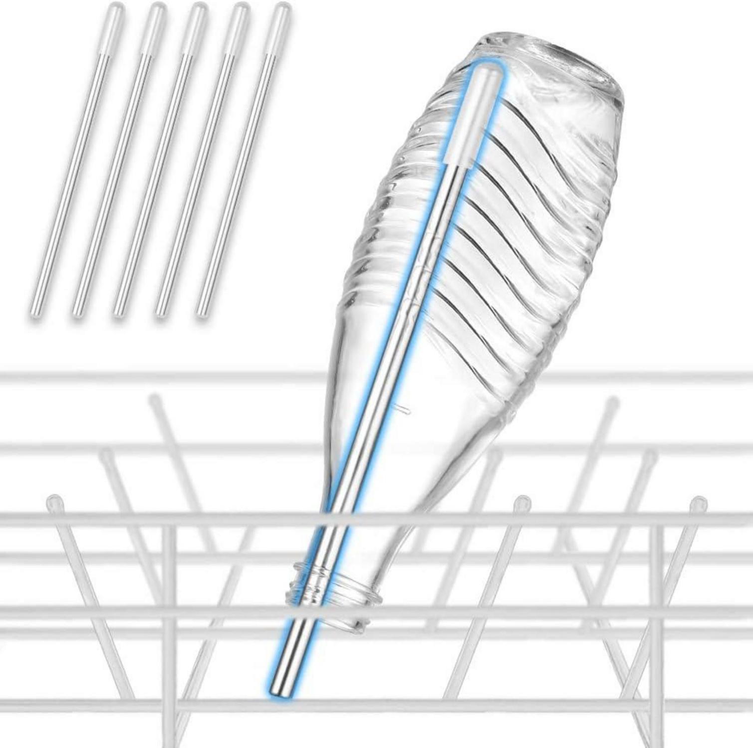 5er Set Edelstahl Flaschenhalter für Spülmaschine 26,7 cm Silikonkappe