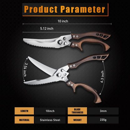 Geflügelschere Profi Edelstahl mit Gezacktem Rand Geschenkbox Huhn