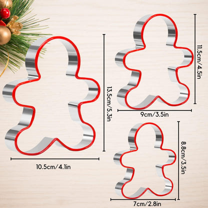 3-teiliges Lebkuchenmann Keksausstecher Set Edelstahl Weihnachtsausstechformen