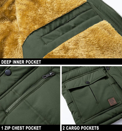 Herren Winter Parka Jacke Outdoor Fleecejacke winddicht M Armeegrün