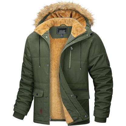 Herren Winterparka Fleecejacke Winddicht & Warm – Abnehmbare Kapuze