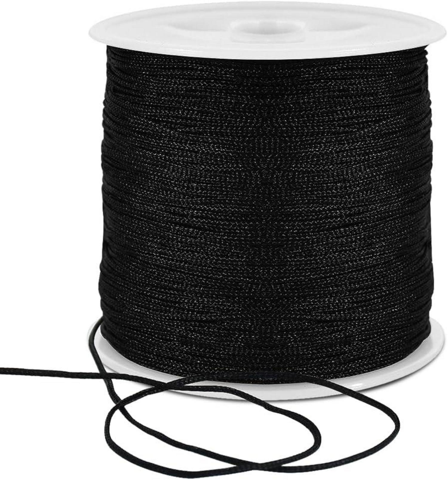 Schwarze Nylonschnur 1mm x 100 m für Armbänder und Schmuckherstellung
