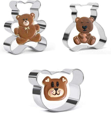 3-teiliges Teddybär Ausstecher Set aus Edelstahl für Kekse und Fondant
