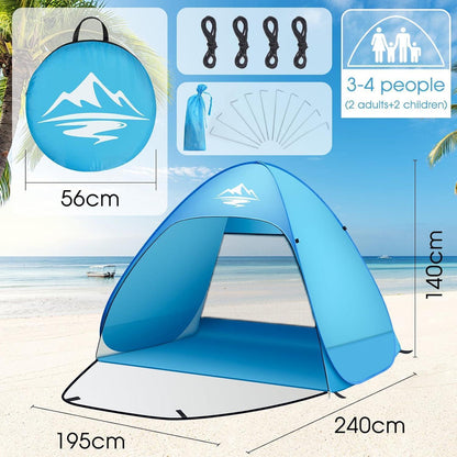 Strandmuschel Pop Up Zelt UV50+ Schutz für 3-4 Personen