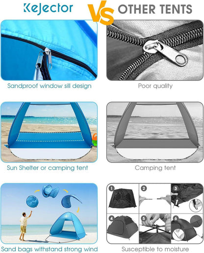 Strandmuschel Pop Up Zelt Instant UV50+ Schutz, Camping, Familie, Strand, Wandern