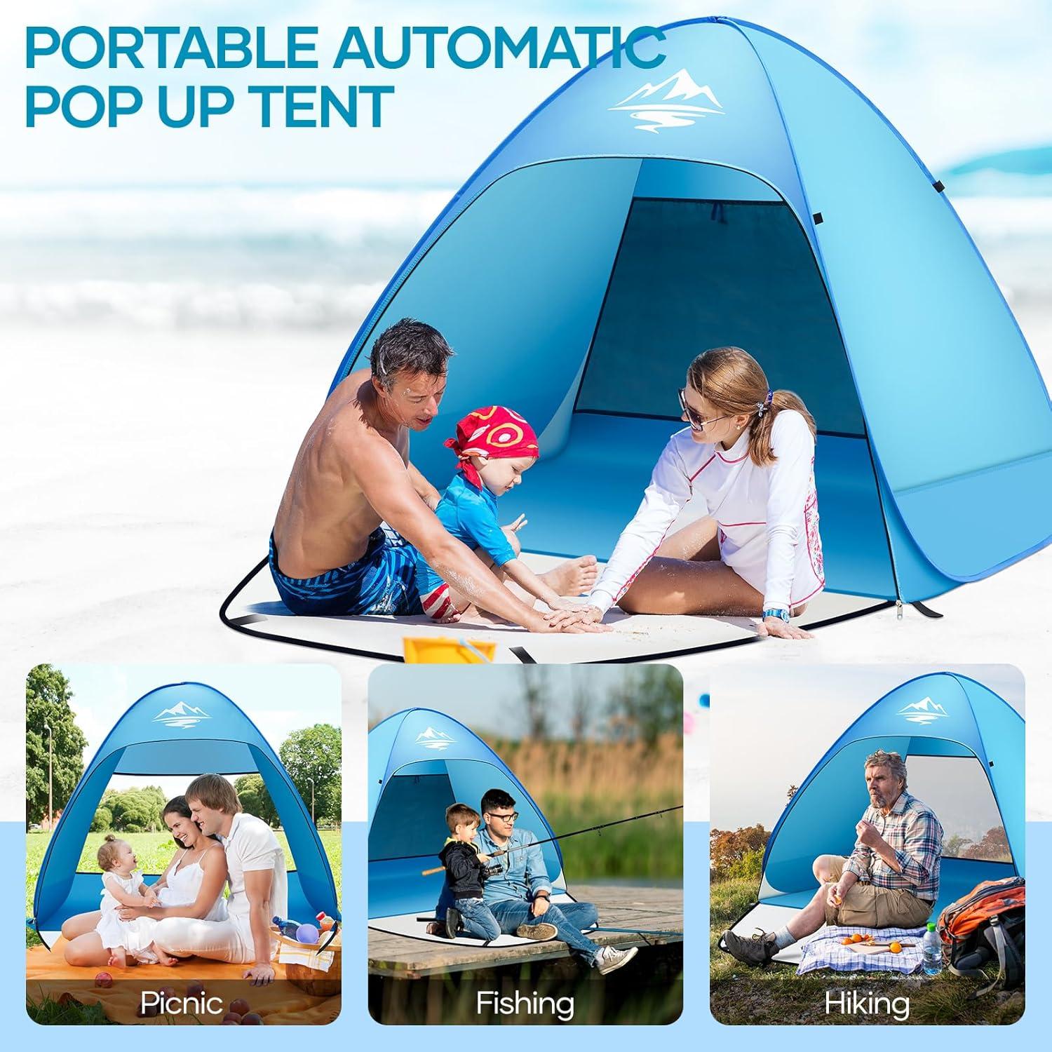 Strandmuschel Pop Up Zelt UV50+ Schutz für 2-3 Personen