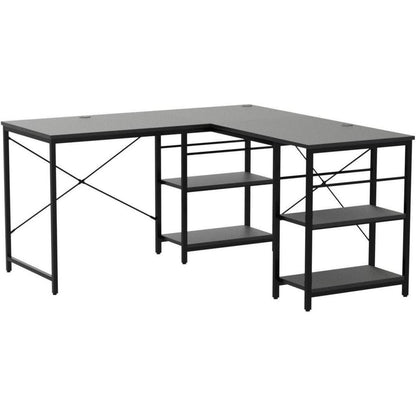 L-förmiger Schreibtisch 220CM mit Regalen Industrieller