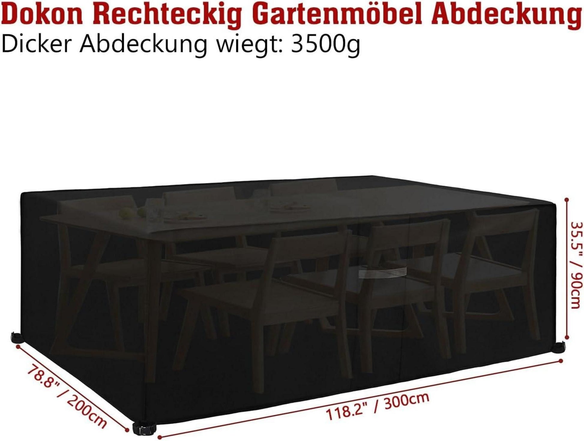 Gartenmöbel Abdeckung 600D Oxford Gewebe 300x200x90cm