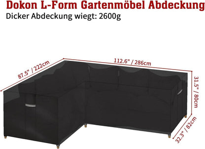Dokon L-Form Gartenmöbel Abdeckung 600D Oxford Gewebe Winddicht UV