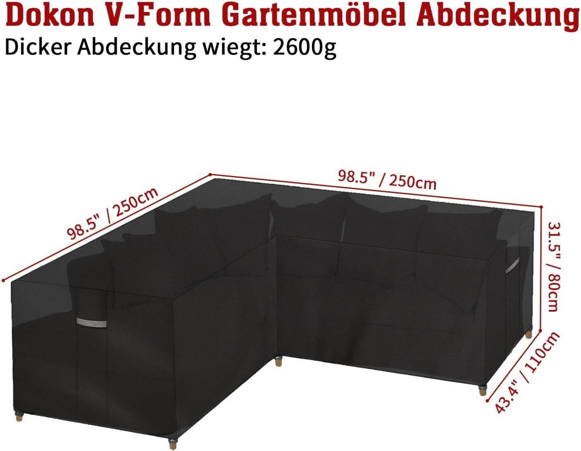 Dokon L-Form Gartenmöbel Abdeckung Winterfest 600D Oxford Ecke