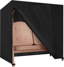 Dokon Hollywoodschaukel Abdeckung 2 Sitzer Schwarz UV-Beständig 600D