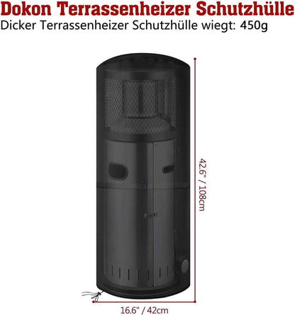 Terrassenheizer Schutzhülle 600D Oxford Gewebe Schwarz 42x108cm