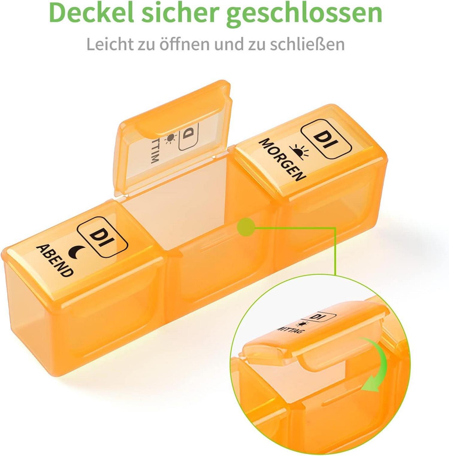 Opret Tablettenbox 7 Tage mit großen Fächern, BPA-frei