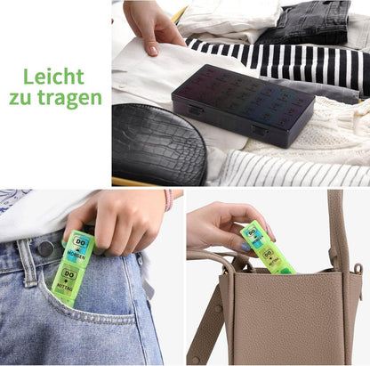 Tablettenbox 7 Tage mit großen Fächern in Schwarz