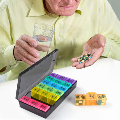 Opret Tablettenbox 7 Tage mit großen Fächern, BPA-frei, Schwarz