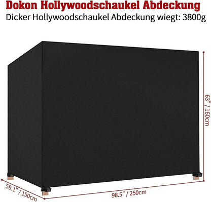 Gartenschaukel Abdeckung Hollywoodschaukel 4 Sitzer Schwarz 600D