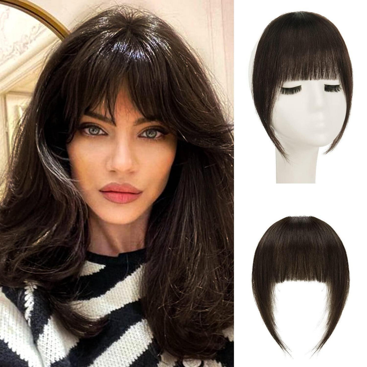 Remy Echthaar Pony Clip-In – Französisch, Wispy & Natürliche Farbe