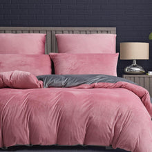 Kuschelige Fleece Bettwäsche Set 220x240 Rosa Winter Plüsch