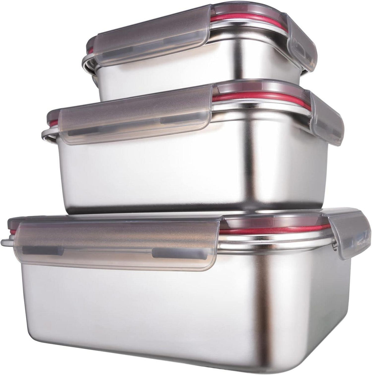 Frischhaltedosen Edelstahl luftdichtem Deckel 3er Meal Prep