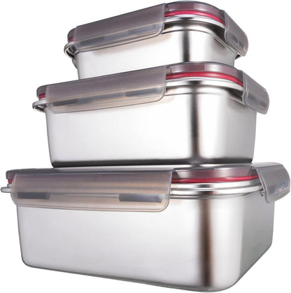 Frischhaltedosen Edelstahl luftdichtem Deckel 3er Meal Prep