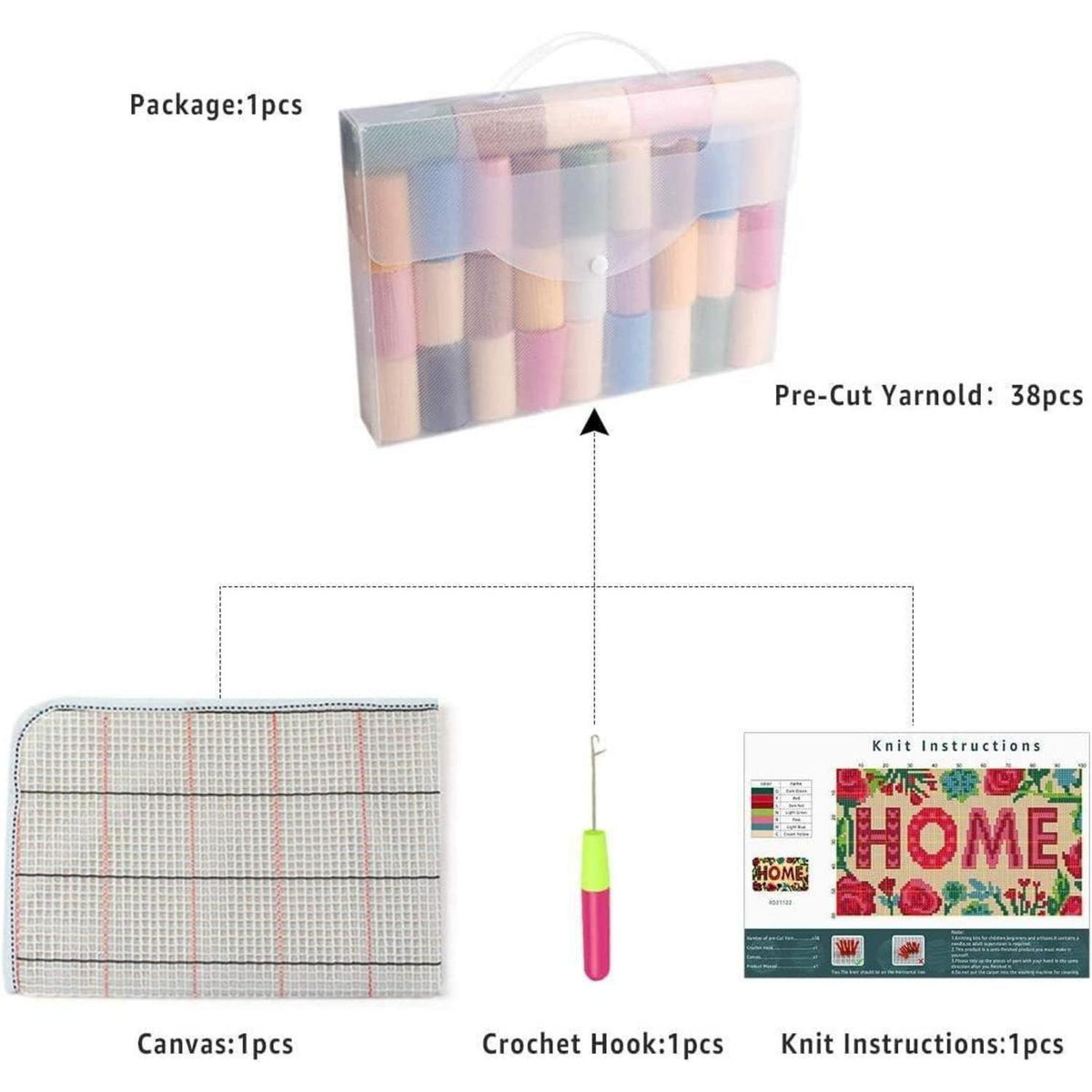 Knüpf-Set Teppich Handarbeit – DIY Bastelset für Zuhause
