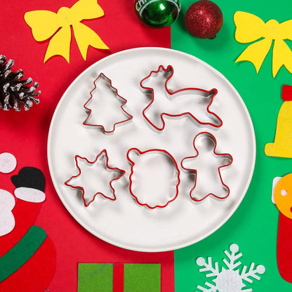 Weihnachts Ausstechformen Set 5-teilig Edelstahl Lebkuchen Schneeflocke Rentier Baum