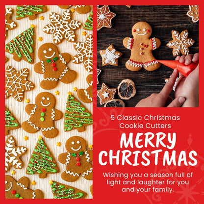 Weihnachts Ausstechformen Set 5-teilig Edelstahl Keksausstecher Lebkuchenmann