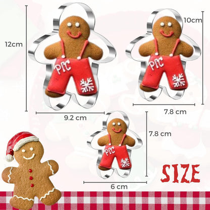 Ausstechformen Set 3-teilig Edelstahl Weihnachtsdekoration Lebkuchenmann