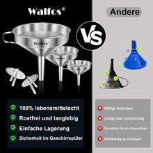 Walfos Edelstahl-Trichter Set 3 Größen mit Siebfilter
