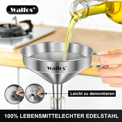 Edelstahl-Trichter Set mit 2 Siebfiltern und Reinigungsbürste