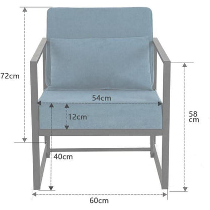 Blauer Leinen Loungesessel 2er Set mit Eisengestell