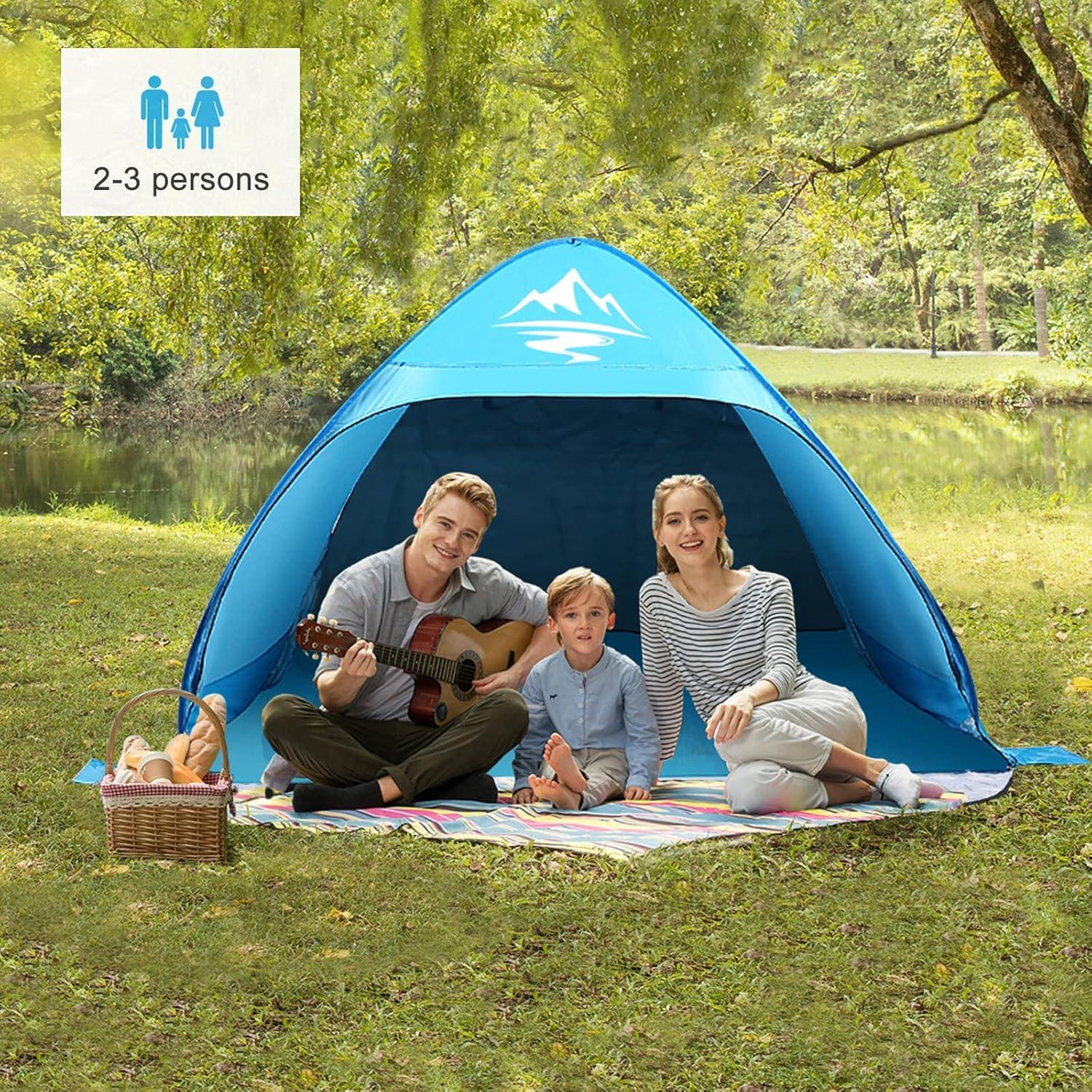 Strandmuschel Pop Up Strandzelt automatisch UV-Schutz 50+ 2-3 Personen