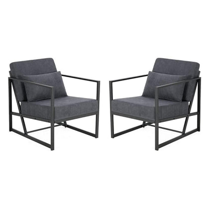 Mingone 2er Set gepolsterte Lounge-Sessel Dunkelgrau