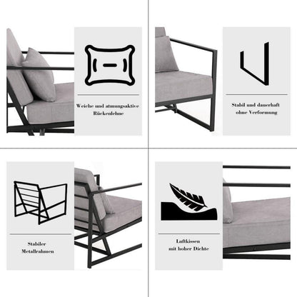 Mingone 2-Sitzer Sofa Hellgrau – Gepolstert & Bequem
