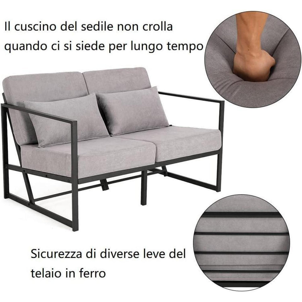 Mingone 2-Sitzer Sofa Hellgrau – Gepolstert & Bequem