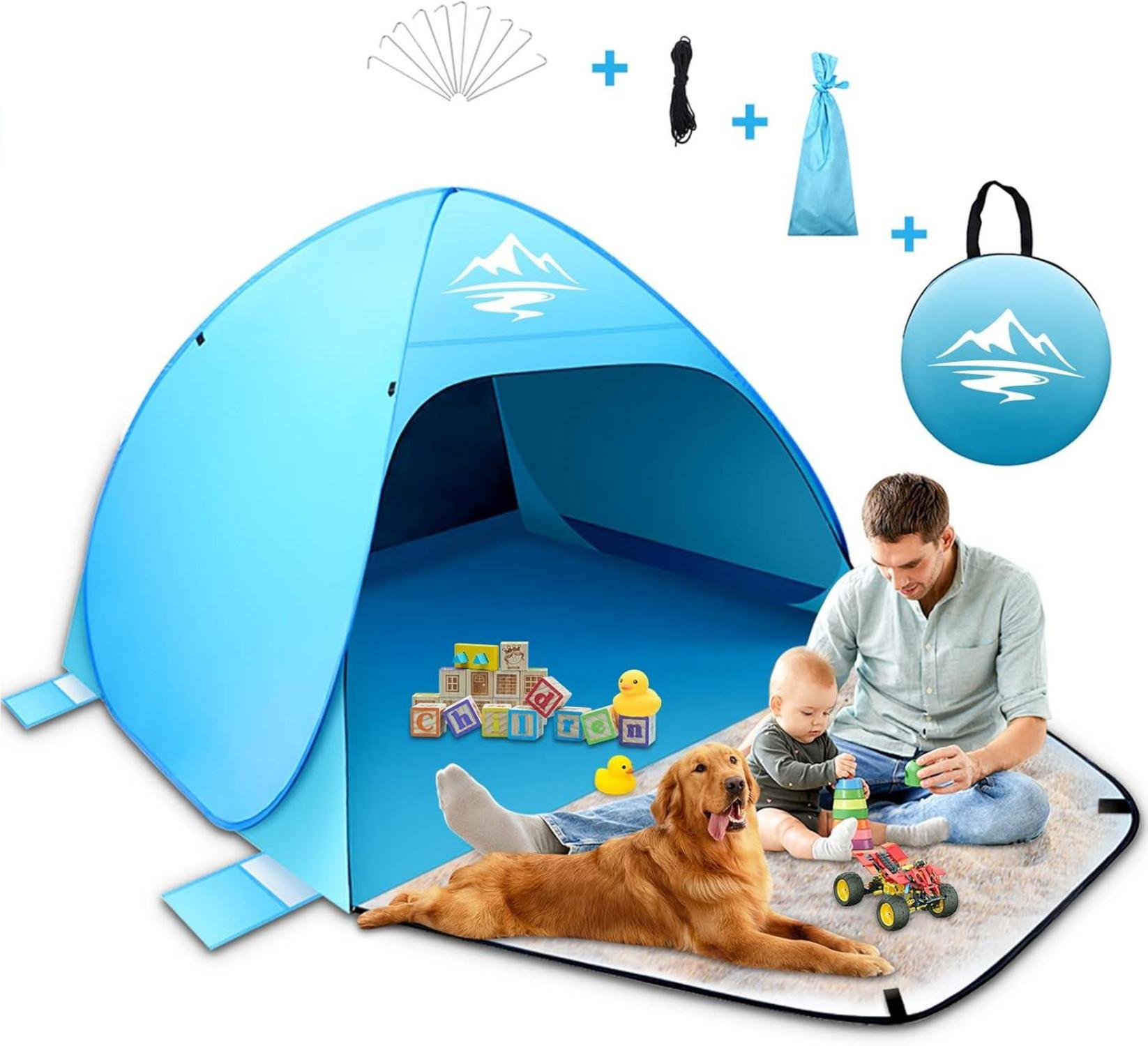 Pop Up Strandmuschel UV-Schutz 50+ Strandzelt Wurfzelt Sonnenschutz