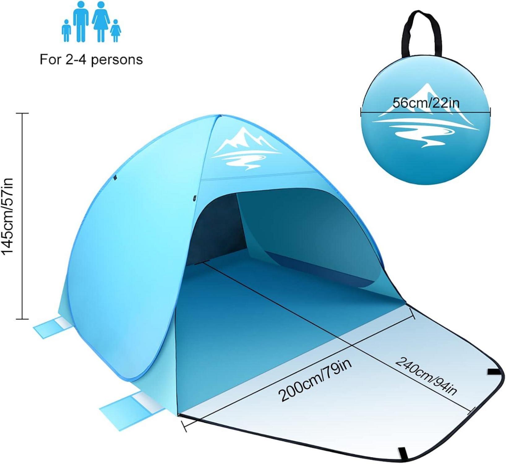 Pop Up Strandmuschel UV-Schutz 50+ Strandzelt für 2-3