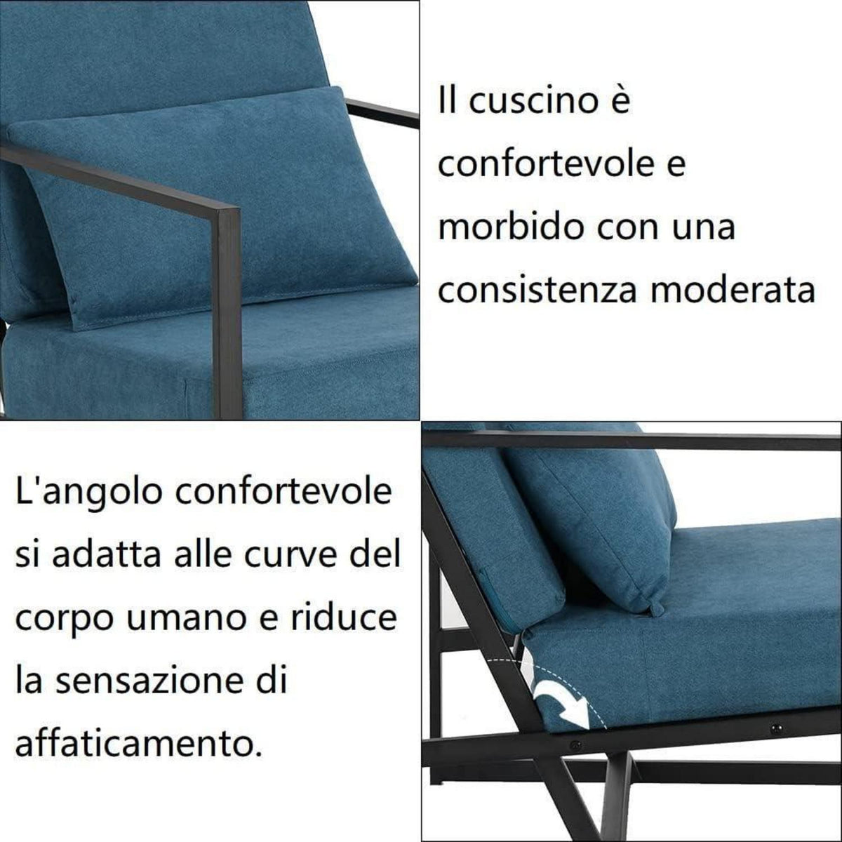 Mingone 2-Sitzer Sofa Blau – Gepolstert & Bequem für Wohnzimmer