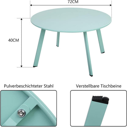 Runder Garten Beistelltisch Metall mit verstellbaren Tischbeinen 70x40