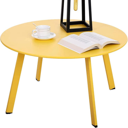 Runder Metall Beistelltisch Garten Sofa Kaffeetisch Gelb 70x40 cm