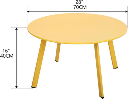 Runder Metall Beistelltisch Garten Sofa Kaffeetisch Gelb 70x40 cm