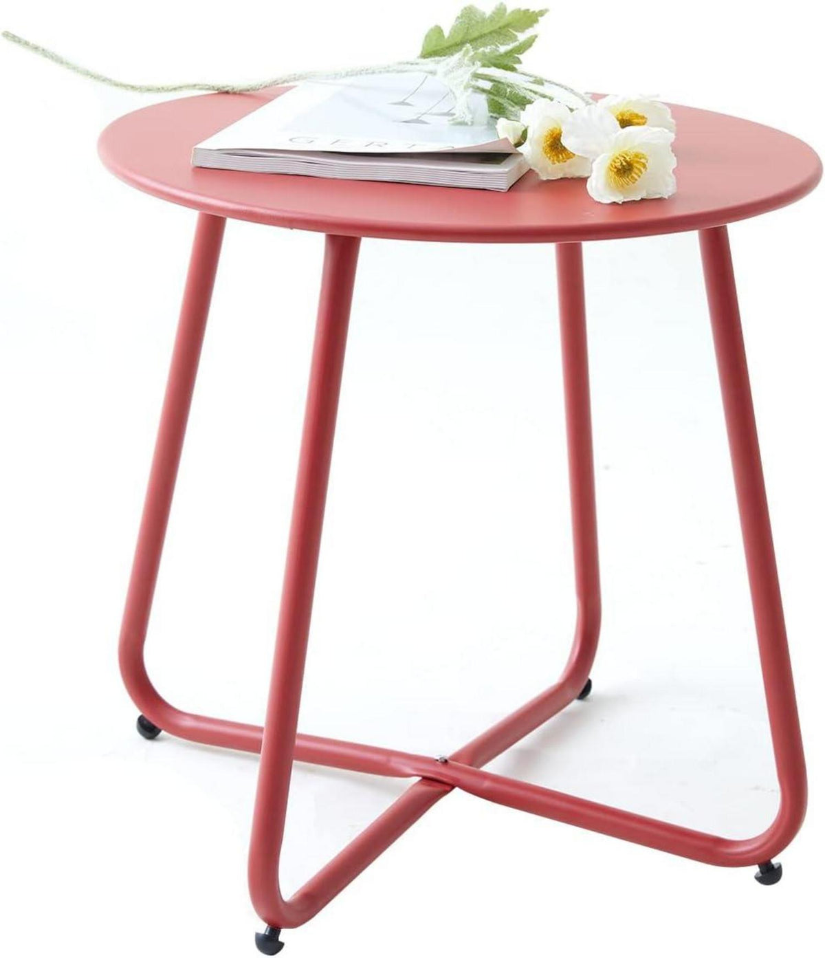 Modernes rotes Metall-Beistelltisch-Set Ø 45x45H cm