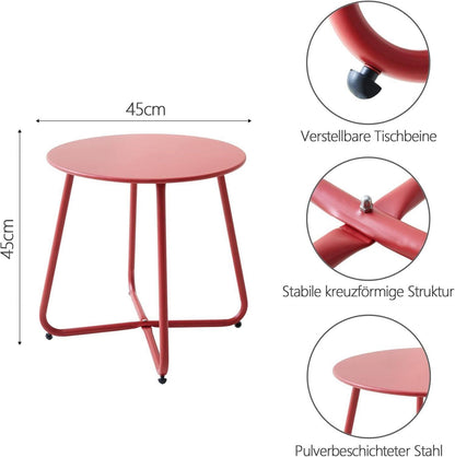 Modernes rotes Metall-Beistelltisch-Set Ø 45x45H cm